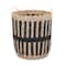 Household Essentials 20" Black & Natural Cattail & Paper Pillar Basket